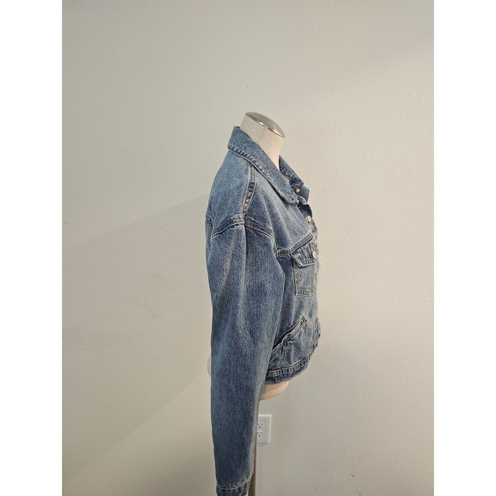 Old Navy Womens Medium Wash Blue Denim Trucker Jacket Size M 100% Cotton